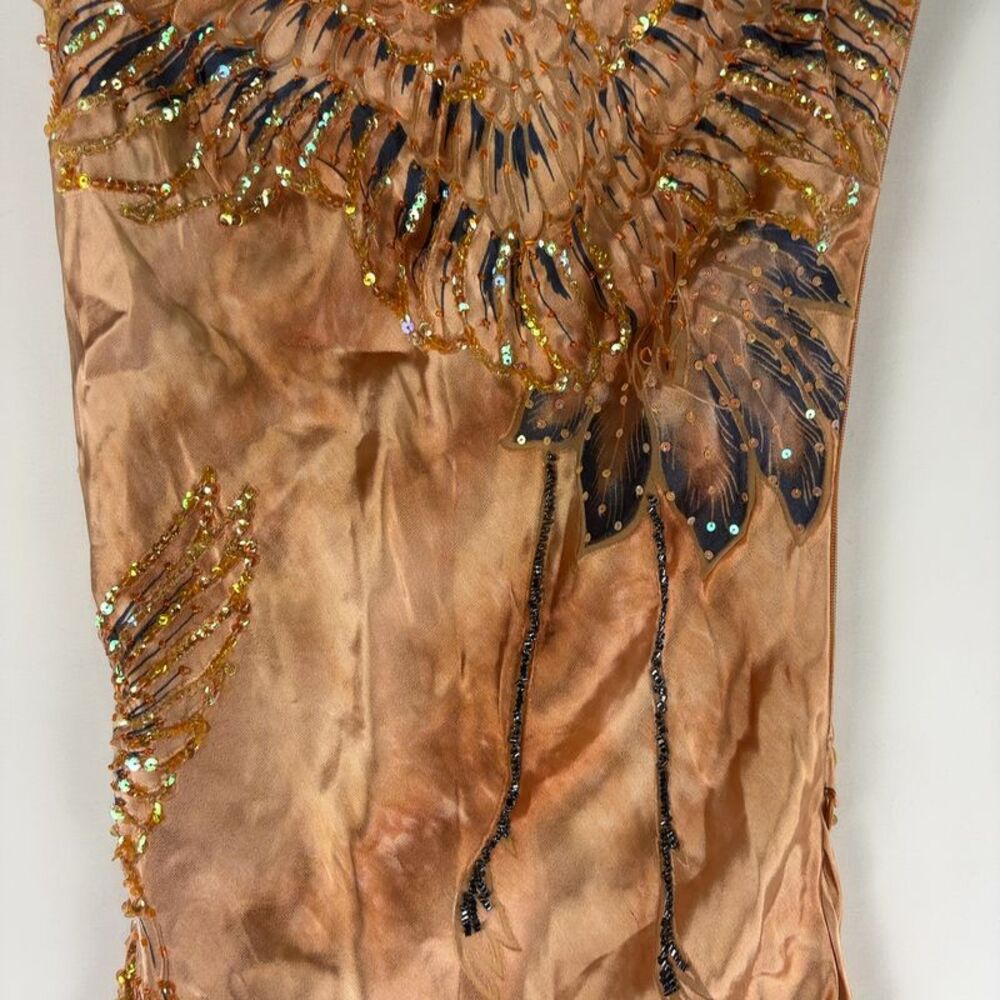 Vintage Rose Silk Crane Sequin Fairycore Maxi Dress - Picture 3 of 8